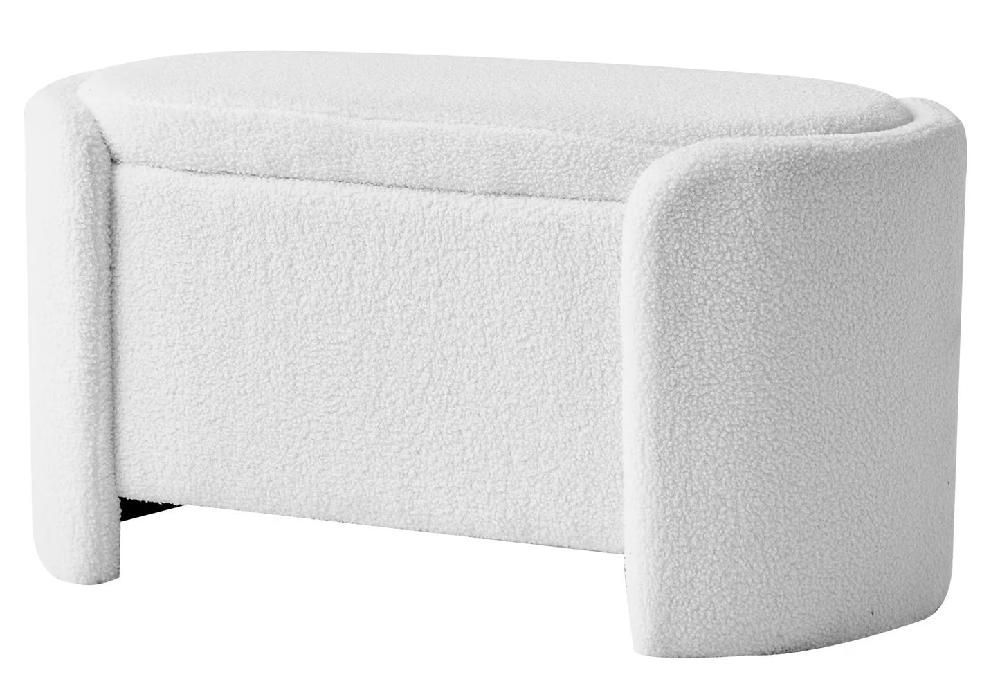 Banc Japandi avec rangement en bouclette blanche