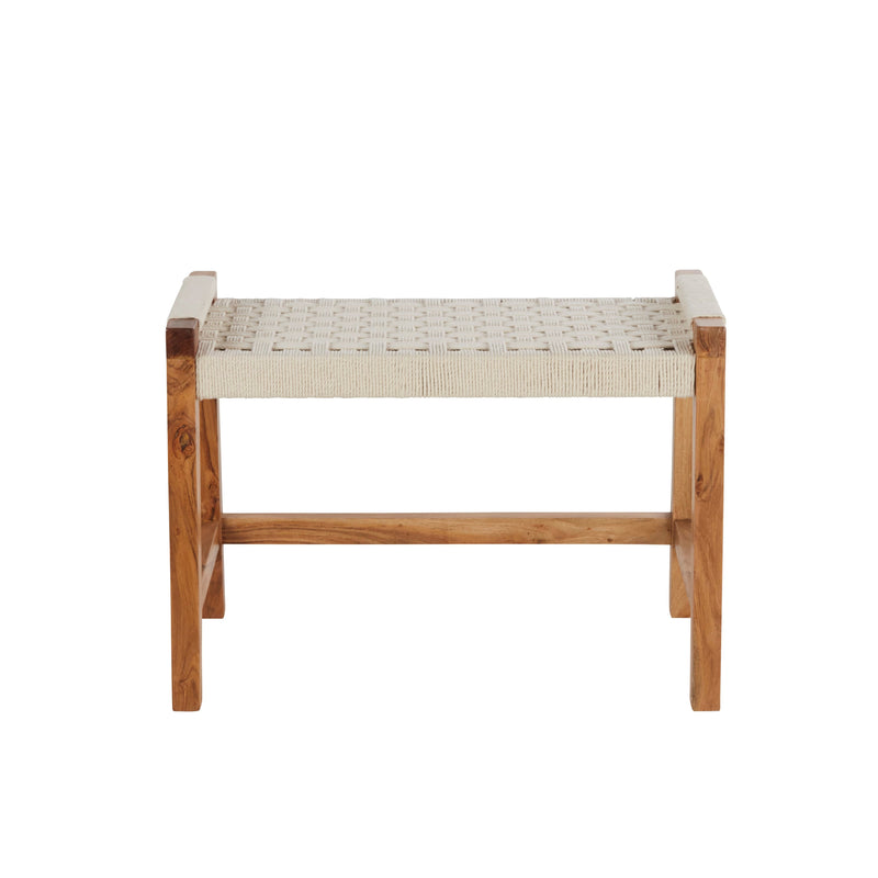 Banc Japandi en acacia et coton blanc – Guillemette