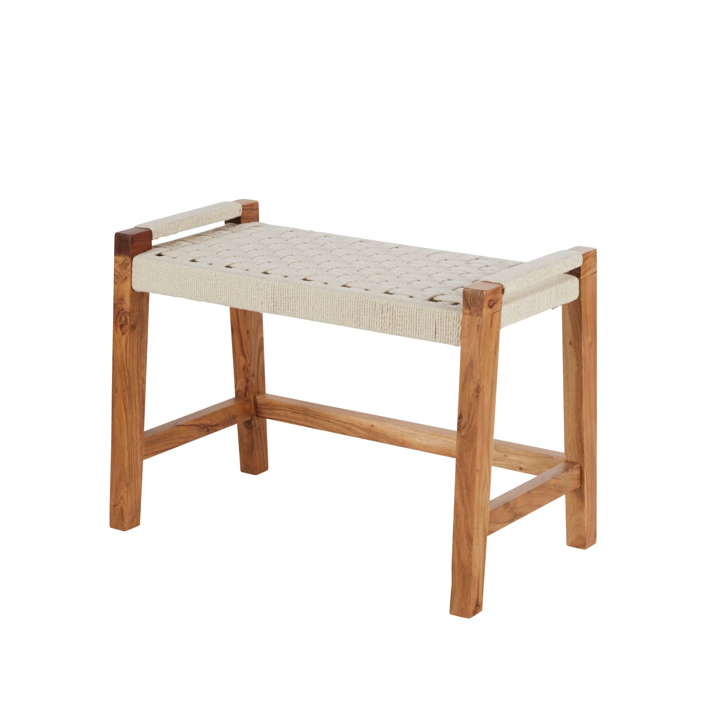 Banc Japandi en acacia et coton blanc – Guillemette