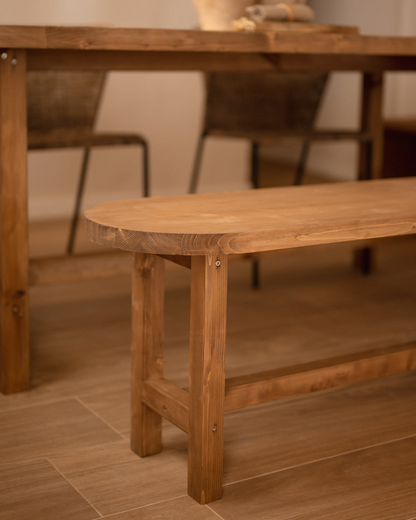 Banc Japandi en bois de sapin vieilli 120x45cm – Olivia