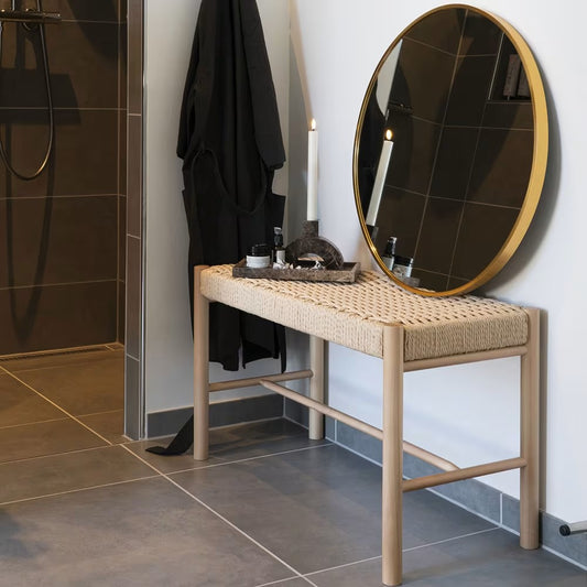 Banc Japandi en bois et corde tressée – Abano