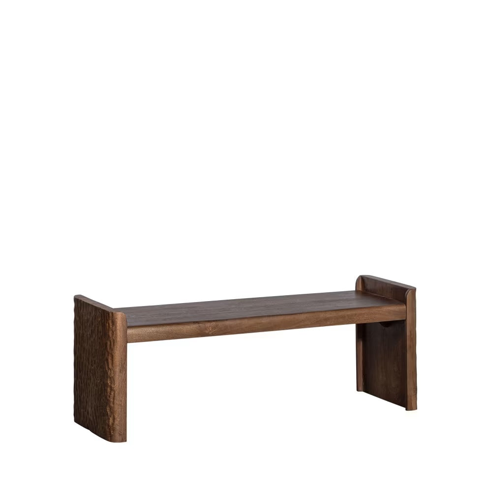 Banc Japandi en bois foncé 120 cm – Prop