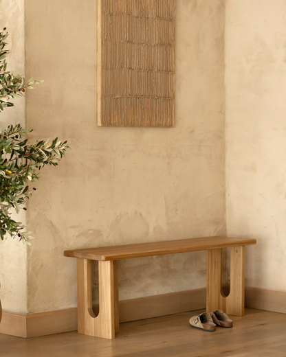 Banc en bois massif Japandi 120x33cm – Lua