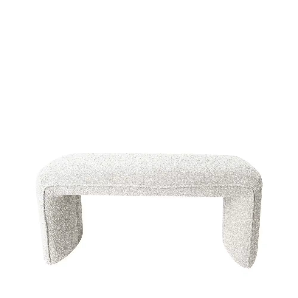 Banc Japandi rembourré en tissu bouclette blanc – Full XL