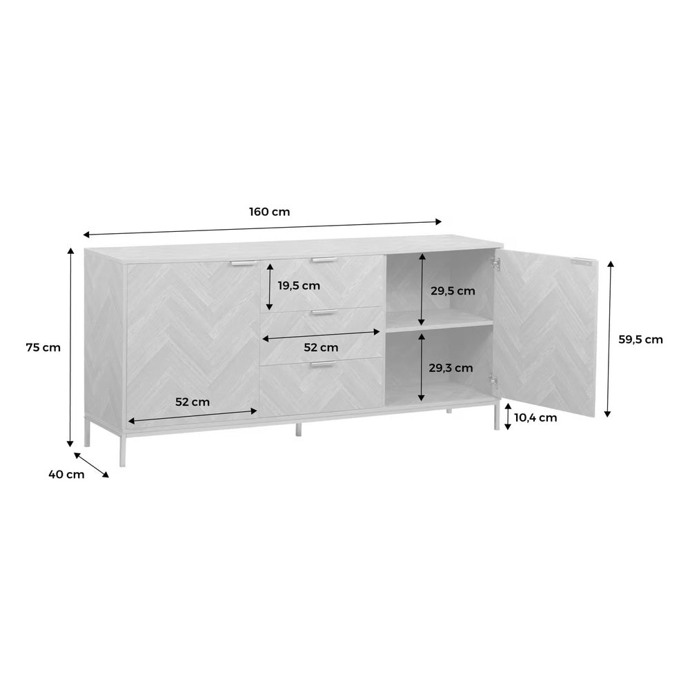 Buffet Japandi effet bois chevrons 2 portes – Budapest