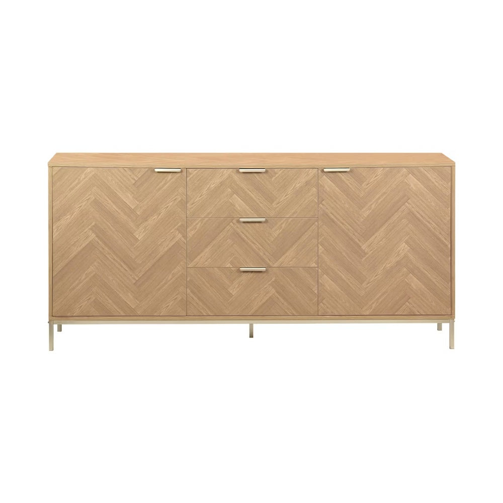 Buffet Japandi effet bois chevrons 2 portes – Budapest