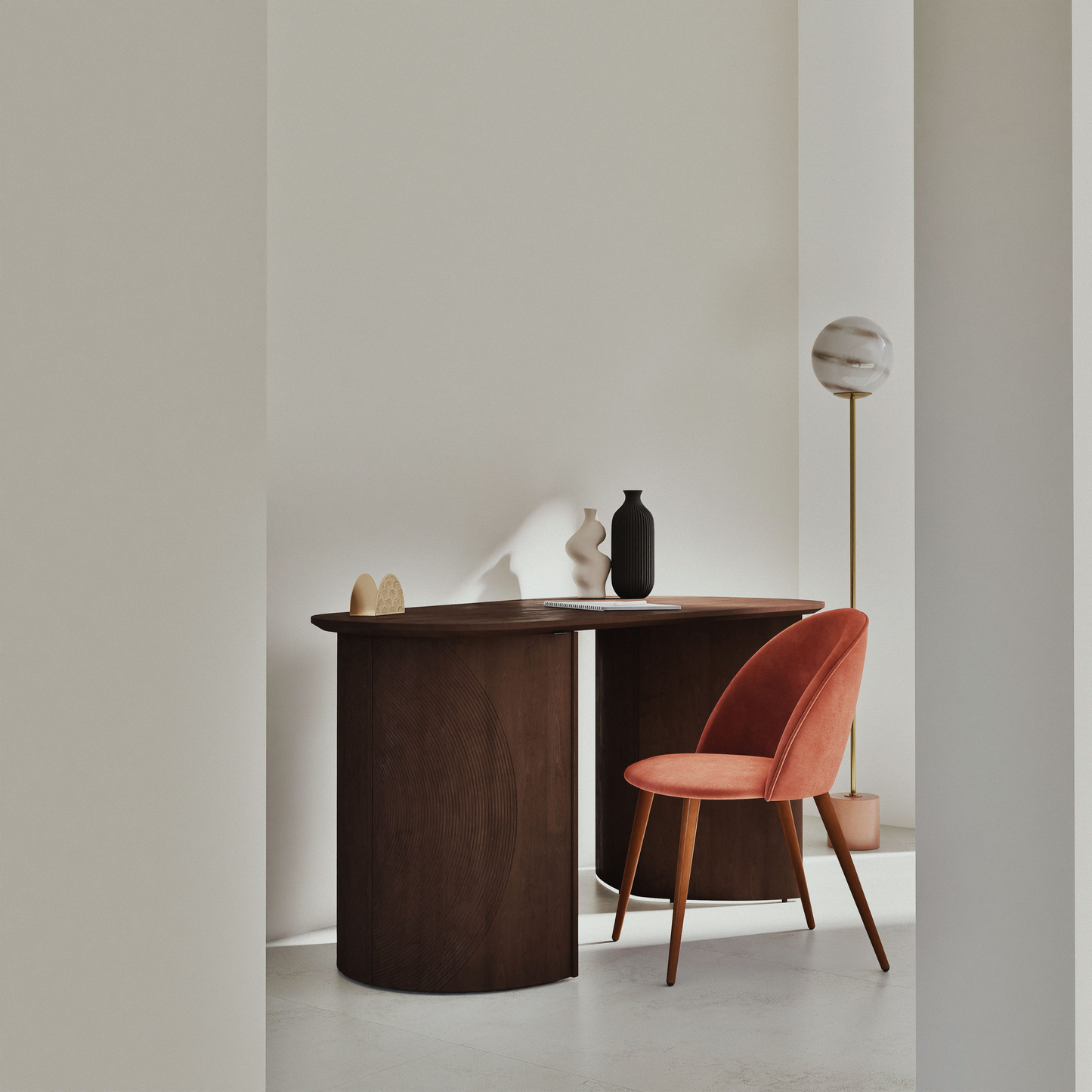 Bureau Japandi 2 portes 4 étagères marron – Lausanne