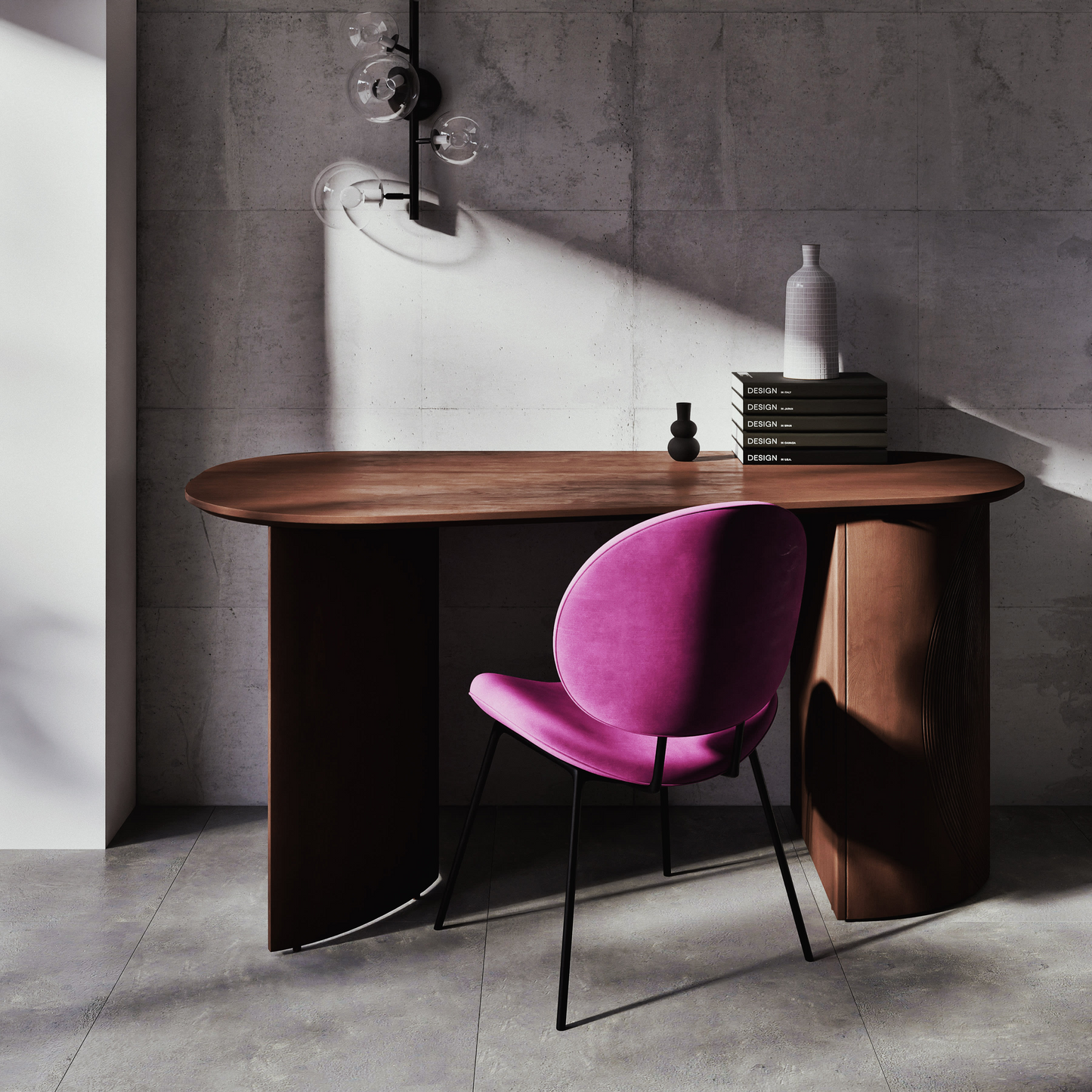 Bureau Japandi 2 portes 4 étagères marron – Lausanne