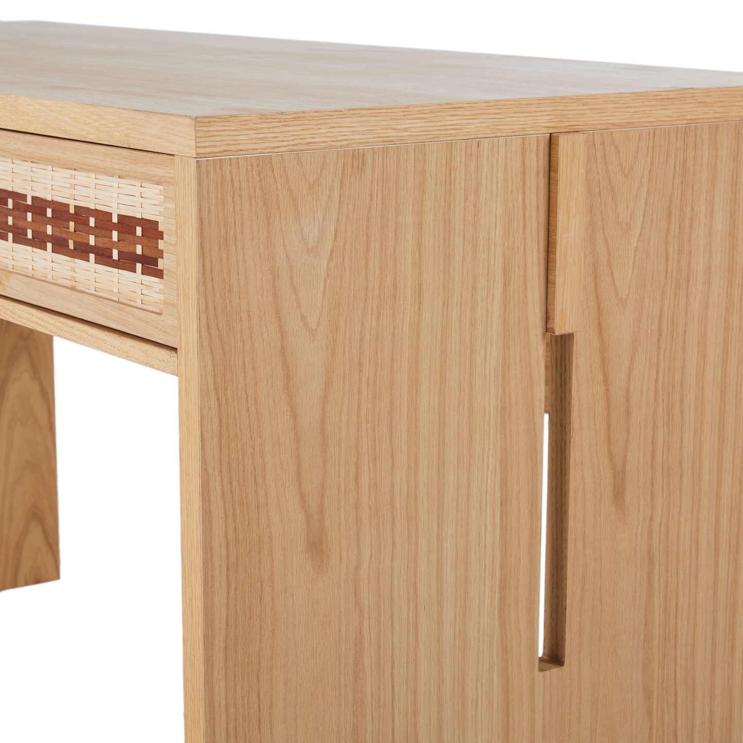 Bureau Japandi 2 tiroirs 1 niche en bambou tressé – Varuna