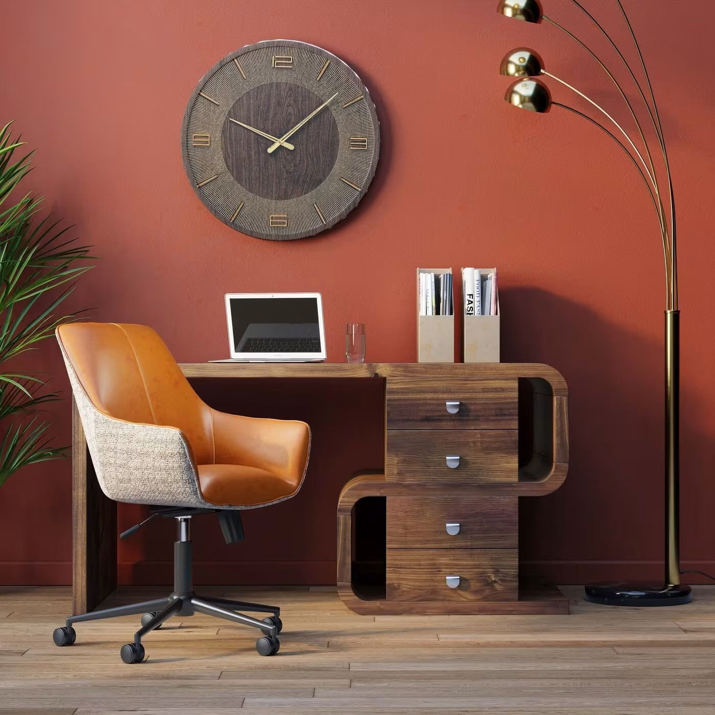 Bureau Japandi 4 tiroirs marron – Snake