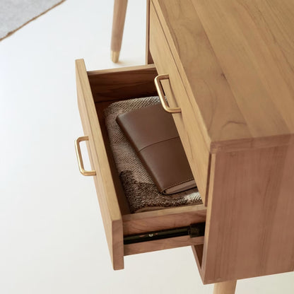 Bureau Japandi en teck massif – Kort