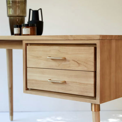 Bureau Japandi en teck massif – Kort