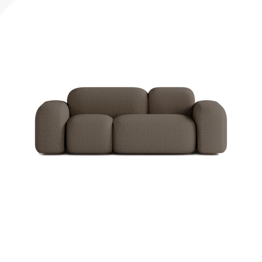 Canapé 2 Places Japandi en Tissu Marron – MAX