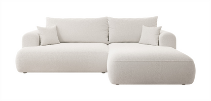 Canapé d'angle convertible Japandi 3 places en bouclette beige - OVO