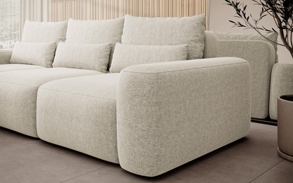 Canapé d'angle convertible 3 places en tissu chenille Japandi – Carnos