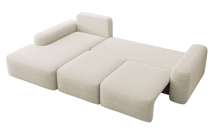 Canapé d'angle convertible 3 places en tissu chenille Japandi – Carnos
