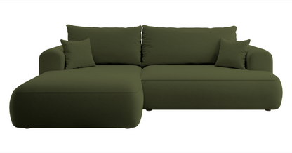 Canapé d'angle convertible Japandi 3 places en bouclette beige - OVO