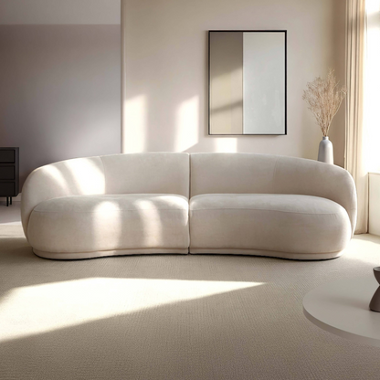 Canapé Japandi en tissu beige 3 places – Harper