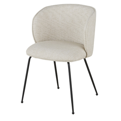 Chaise Japandi en polyester recyclé et lin beige pieds en acier - Kate