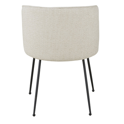Chaise Japandi en polyester recyclé et lin beige pieds en acier - Kate
