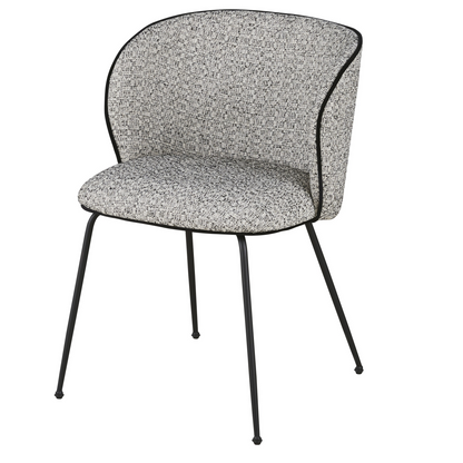 Chaise Japandi en polyester recyclé et lin beige pieds en acier - Kate