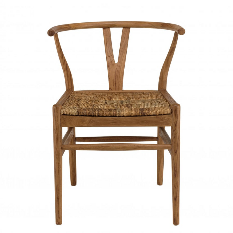 Chaise en bois de teck recyclé dossier arrondi Japandi – Alida