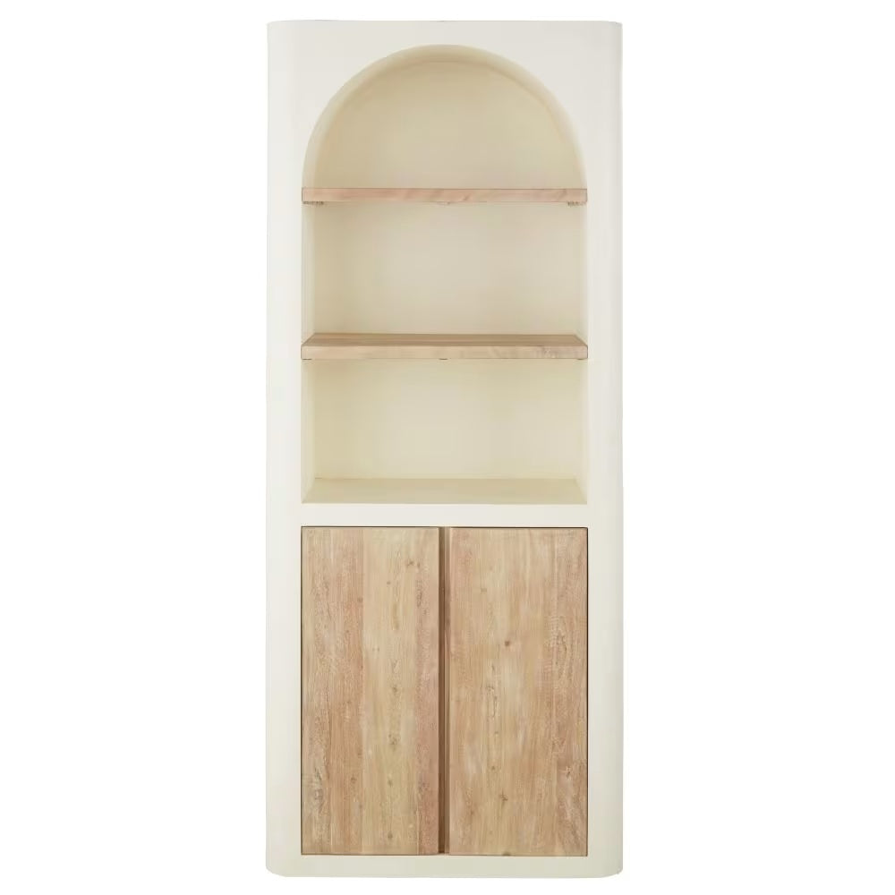 Colonne Japandi 2 portes 2 étagères blanc crème – Sartene