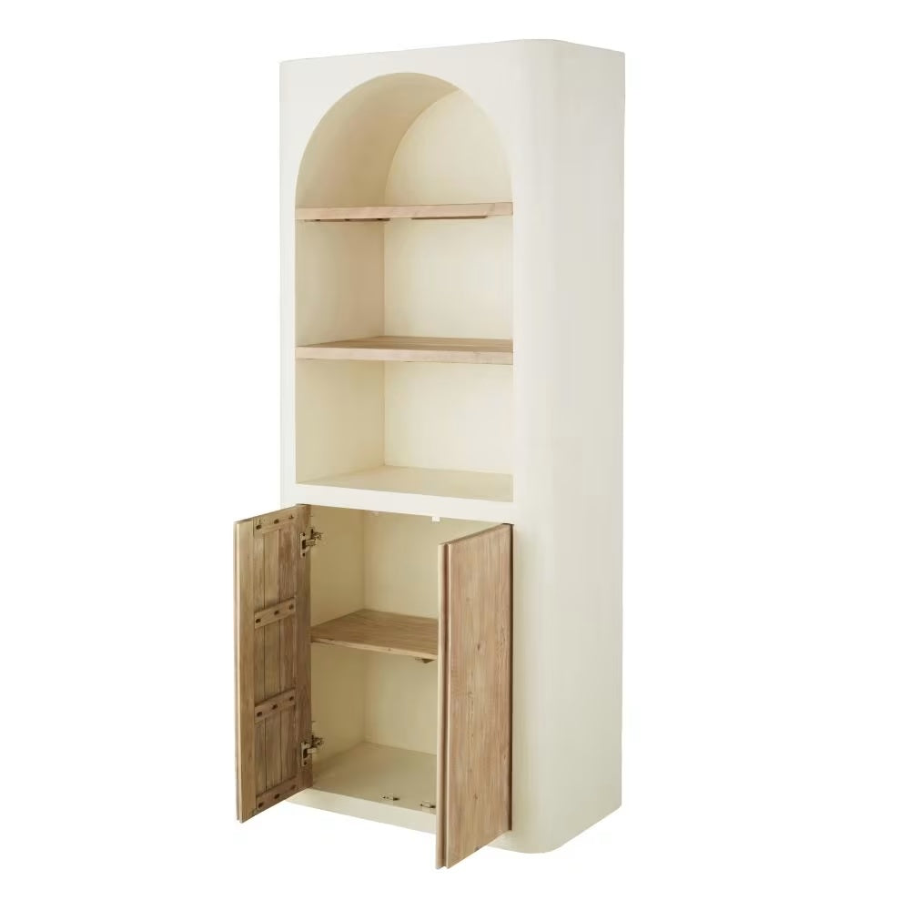 Colonne Japandi 2 portes 2 étagères blanc crème – Sartene
