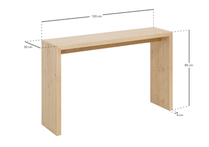 Console Japandi en bois de sapin marron 120x80 cm – Telva