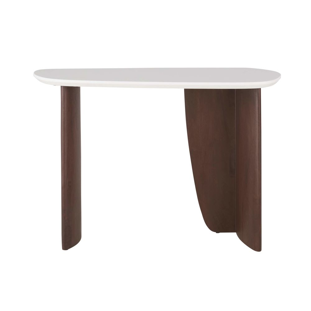 Console Japandi blanche pieds en bois d'acacia – Lausanne