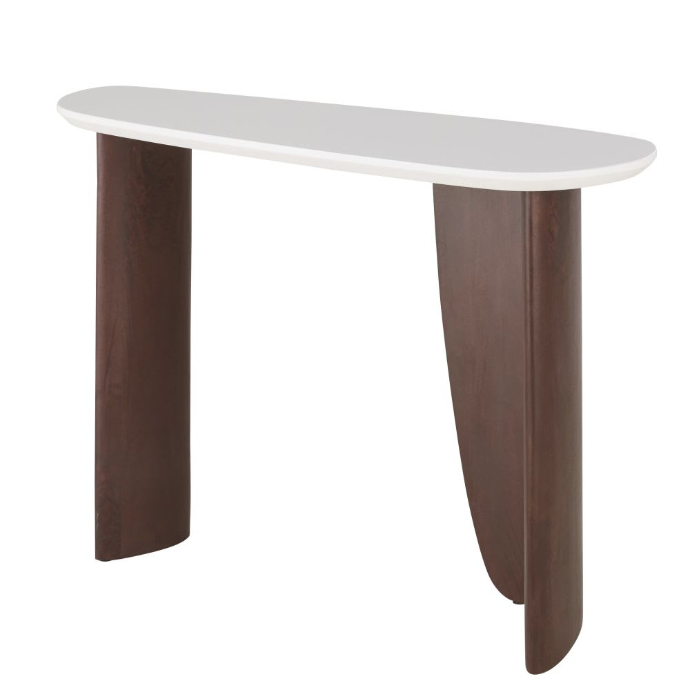 Console Japandi blanche pieds en bois d'acacia – Lausanne