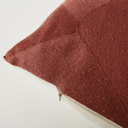 Coussin brodé écru jaune terracotta Japandi 30x50 - ASILAH