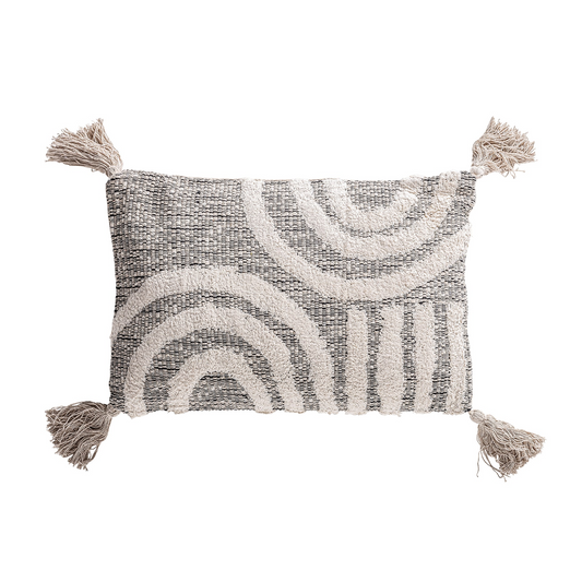 Coussin en coton blanc Japandi 60x40x10 cm