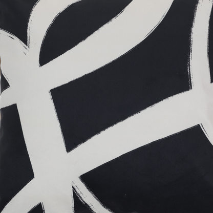 Coussin en velours à imprimé ligne monochrome Japandi – Icon
