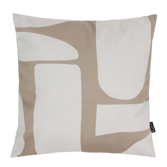 Coussin en velours à motif abstrait beige Japandi – Icon
