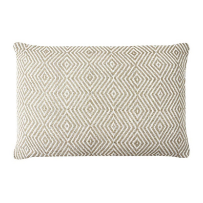 Coussin ethnique Japandi motif ikat blanc et beige 60x40 – Escapade