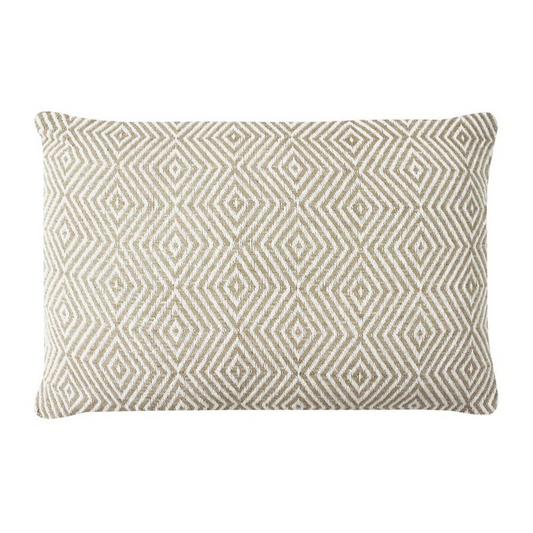Coussin ethnique Japandi motif ikat blanc et beige 60x40 – Escapade