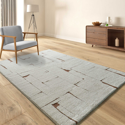 Tapis Japandi Relief Crème Rouille – Candela
