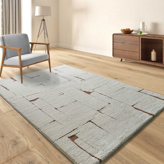 Tapis Japandi Relief Crème Rouille – Candela