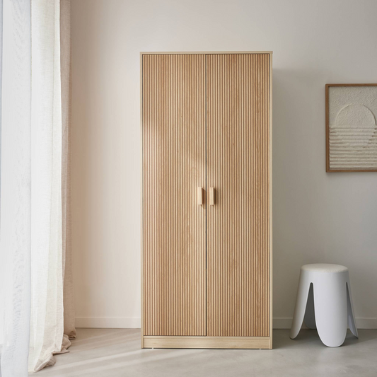 Armoire Japandi 2 portes penderie et rangements – Linear
