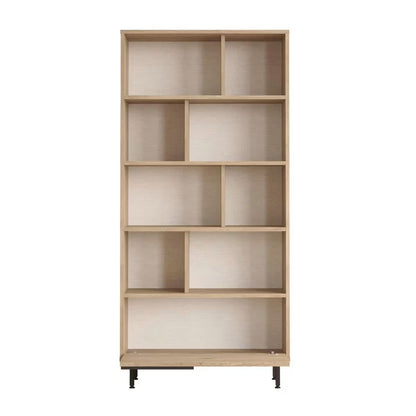 Étagère Japandi 9 tablettes et 1 porte décor chêne et impression rotin – On4 Su