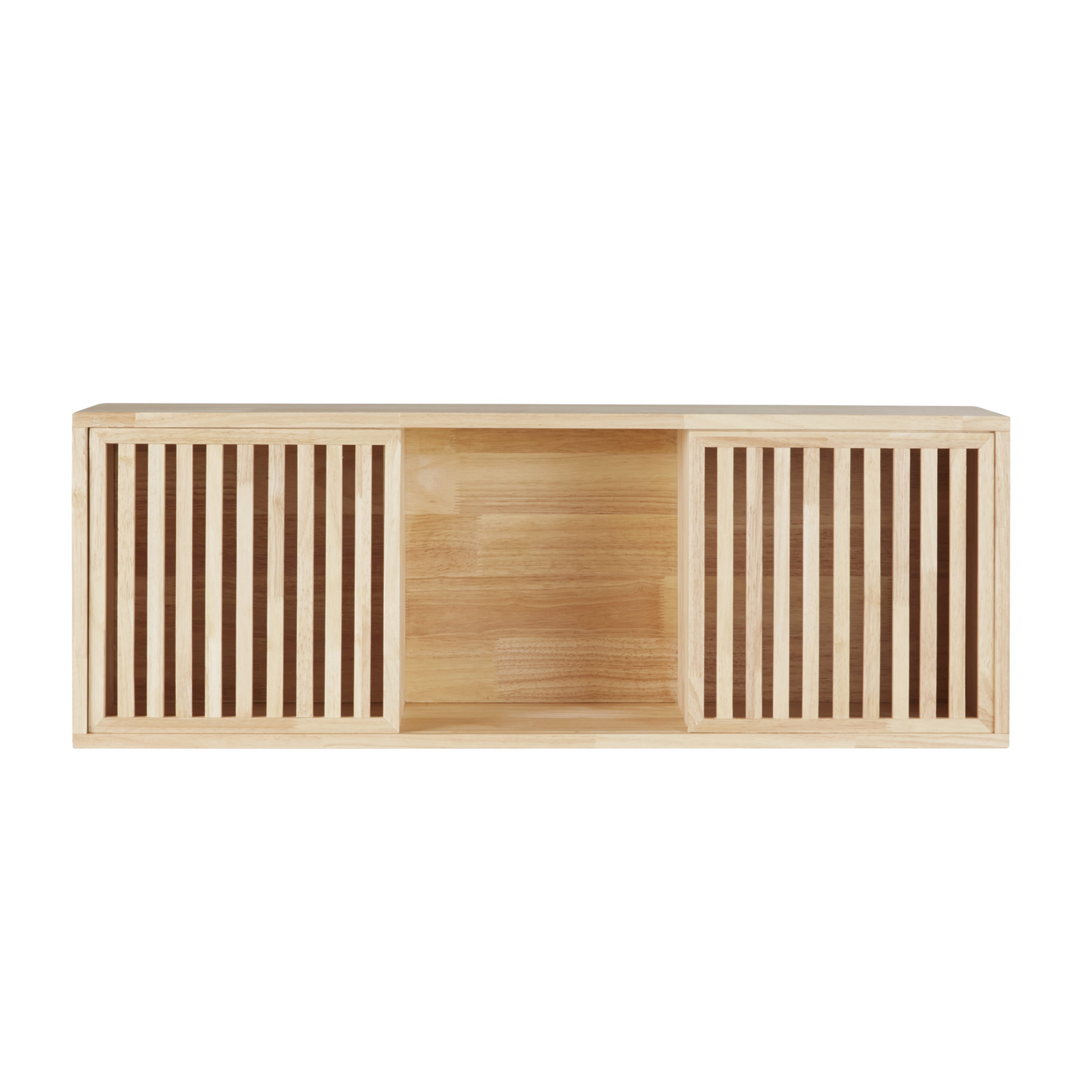 Étagère Japandi en bois de chêne 2 portes coulissantes - Horizon