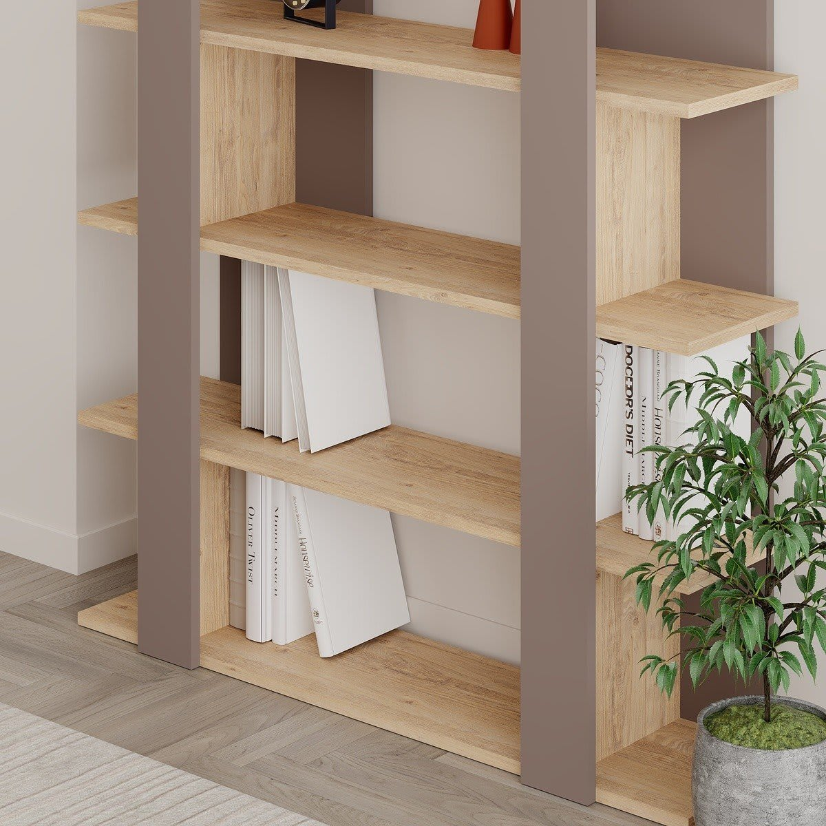 Étagère Japandi en bois et métal H122 cm – Naila
