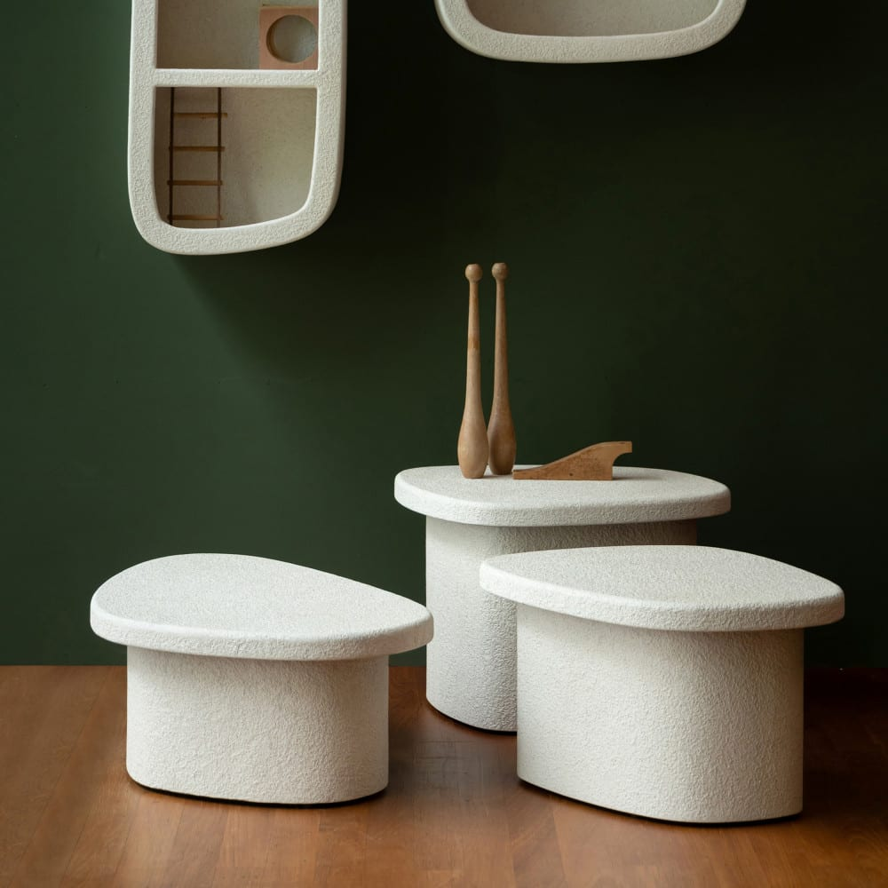 Étagère Murale Japandi organique finition marbre recyclé 23x56cm – Veda