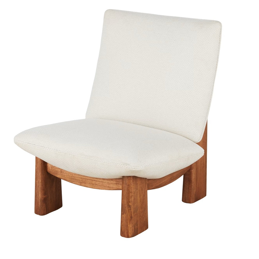 Fauteuil Japandi beige avec pieds en hévéa – Amaya