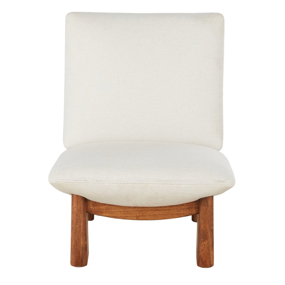 Fauteuil Japandi beige avec pieds en hévéa – Amaya