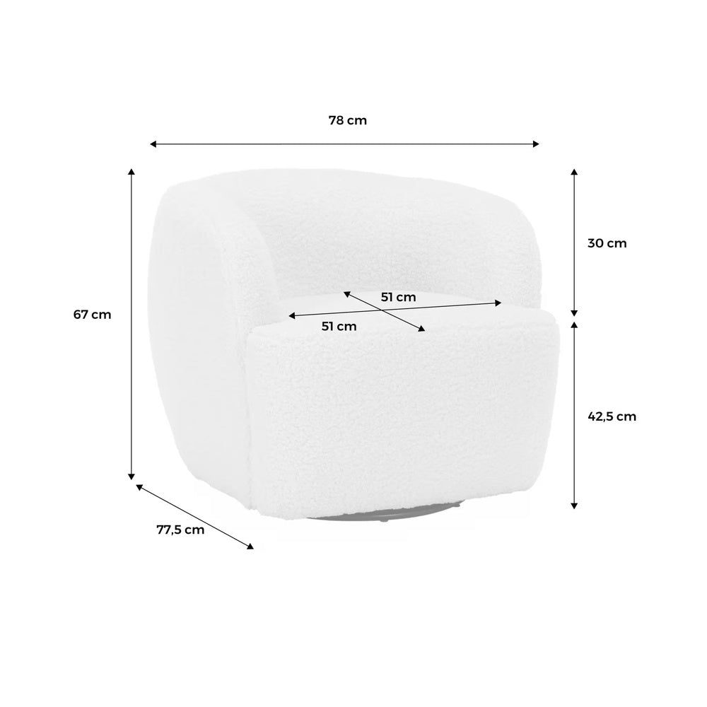 Fauteuil Japandi pivotant en bouclette crème – Laya