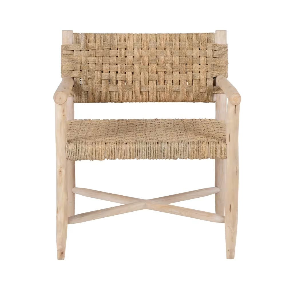 Fauteuil Japandi en eucalyptus et sisal beige – Calas