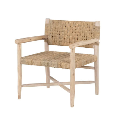 Fauteuil Japandi en eucalyptus et sisal beige – Calas