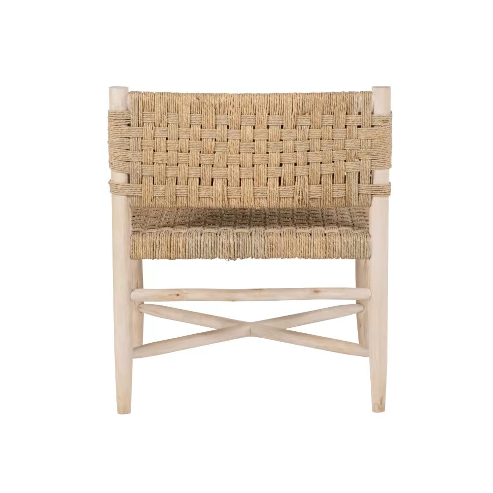 Fauteuil Japandi en eucalyptus et sisal beige – Calas